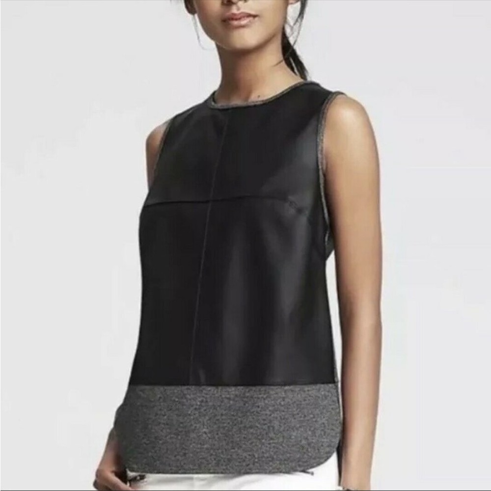 Banana Republic Faux Leather Ponte Tank Top S